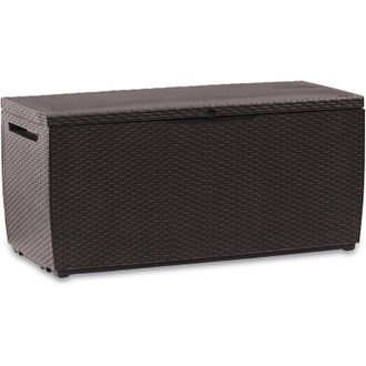 Dmora Cassapanca outdoor Losana, Baule da giardino, Contenitore da esterno, Panchina contenitore da esterno, 123x54 h57 cm, Marrone - Dmora