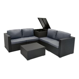 MonsterShop Rattan Modular 6 Piece Furniture Set - Black
