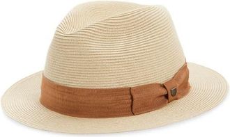 Brixton Roma Packable Straw Fedora in Natural/Bronze at Nordstrom, Size Small