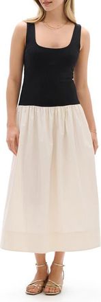 Hatley Colorblock Midi Sundress in Black at Nordstrom, Size X-Large