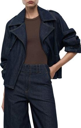 Mango Denim Trench Jacket in Open Blue at Nordstrom Rack, Size Medium