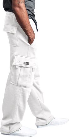 Generic Mens Cargo Sweatpants with Pockets Baggy Joggers for Men Plus Size Drawstring Waist Open Leg Big and Tall Workout Pants Athletic Sweat Pants(15 Jogger