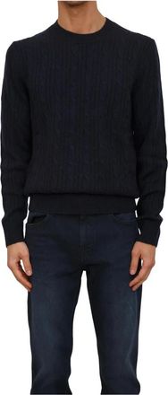 HUGO BOSS H Hetico Crewneck Sweater - Heren - Ronde hals truien - Blauw - XL - Wol - Truien & Vesten