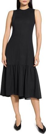 Theory Tier Tie Back Midi Dress in Black at Nordstrom Rack, Size 00