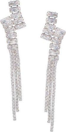 Kenneth Jay Lane Uneven Cubic Zirconia Drop Earrings in Clear/silver at Nordstrom Rack