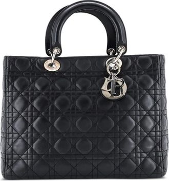 Dior Lady Dior Bag Cannage Quilt Lambskin Large tote bag - Zwart