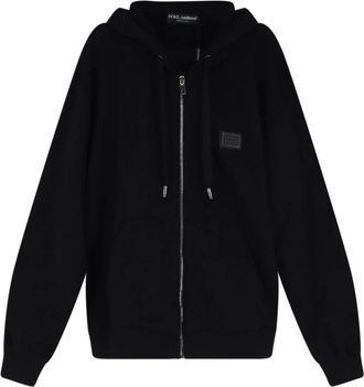Dolce & Gabbana Zip-through Hoodie - Heren - Vesten met rits - Zwart - XL - Katoen - Hoodies & sweatvesten