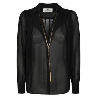 Elisabetta Franchi Overhemden, Dames, Zwart, S, Stijlvolle Shirt voor Vrouwen