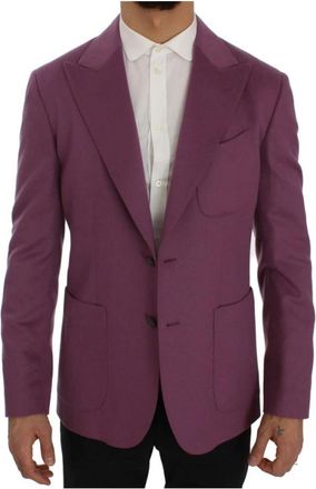 Dolce & Gabbana Luxe Paarse Kasjmier Zijde Blazer - Heren - Blazers - Paars - XS - Kasjmier - Jassen