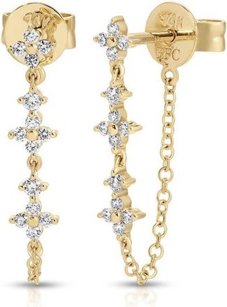 EF Collection Fleur Diamond Front/Back Earrings in 14K Yellow Gold at Nordstrom