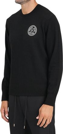 Versace Jeans Couture Crew Neck Logo Knit - Black