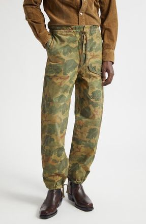 Ralph Lauren Ranger Camo Print Poplin Cargo Pants in Olive Leaf Camo at Nordstrom, Size 36 X 32