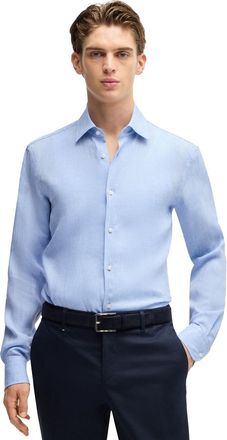 HUGO BOSS BOSS overhemd lichtblauw Slim Fit Pure Linen linnen