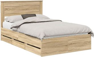 vidaXL Estructura De Cama Roble Sonoma 120 X 190 Cm Madera Ingenieril Vidaxl