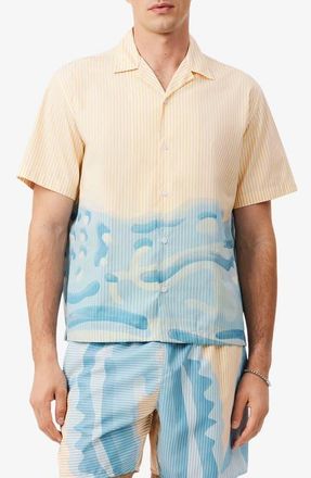 Lacoste Summer Pack Camp Shirt in White/Millet at Nordstrom, Size 44