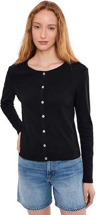 Michael Stars Mackenzie Crew Neck Cardigan Womens Clothing Black : XL (US 10-12), Cotton
