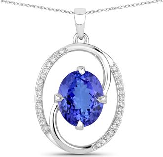 Diana M. Jewels Tanzanite ( AAA ) Oval 10.40x8.50mm ( Height: 4.70mm ) - 1Pc + White Diamond F/C Round 1mm( I1-I2/I color ) - 30Pcs ( J Back )