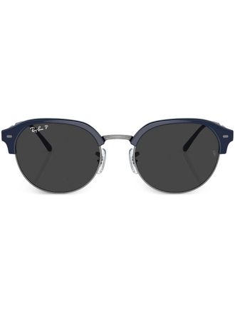 Ray-Ban logo-print round-frame sunglasses - unisex - Nylon - 55 - Blue