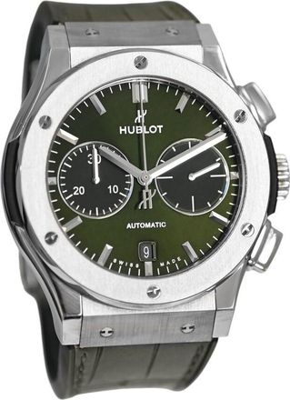 Hublot Pre-owned Hublot Classic Fusion Chronograph Green Sunray Dial Mens Watch 521.NX.8970.LR