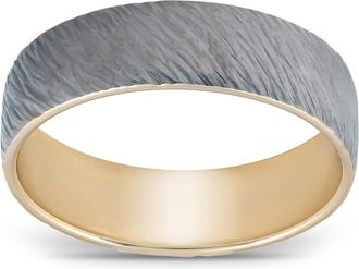 Pompeii3 5mm 10k Black & Yellow Gold Two Tone Ring Mens Wedding Band