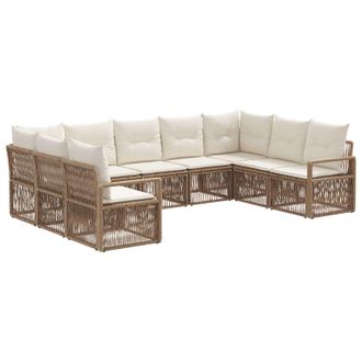 vidaXL Conjunto De Sof&aacute;s De Jard&iacute;n 9 Pcs Beige Rat&aacute;n Sint&eacute;tico Vidaxl