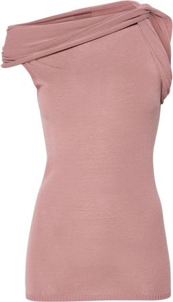 Rick Owens twisted-neckline knitted tank top - women - Polyester/Viscose - S - Pink