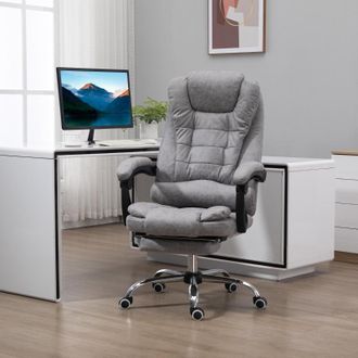 STILVORA Sedia Da Ufficio Ergonomica Massaggiante Con Riscaldamento, Altezza E Inclinazione Regolabili, Con Poggiapiedi Estraibile, Grigia