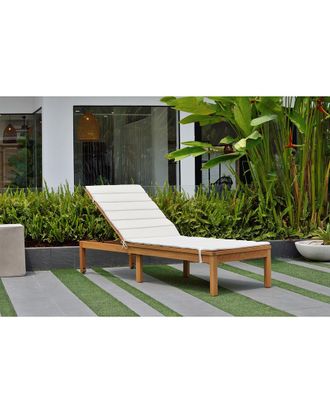 Amazonia Teak Reclining Teak Finish Chaise Lounge With Cushion