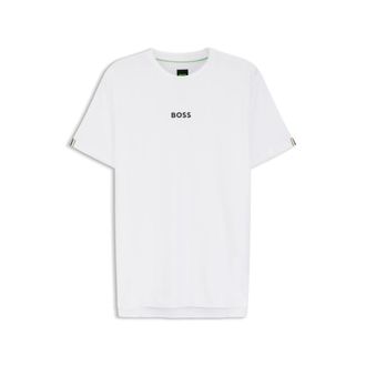 BOSS Jacquard-stripe slim-fit T-shirt with logo print