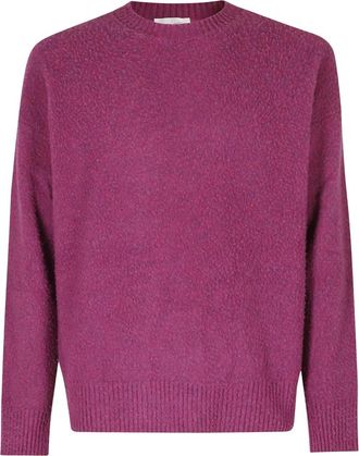 Roberto Collina Maglia Gcollo Comfort Casentino - Heren - Ronde hals truien - Paars - L - Wol - Truien & Vesten