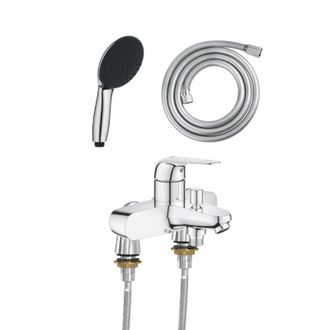 GROHE Mezclador Mec&aacute;nico De Ba&ntilde;o Grohe Swift Con Racores De Conexi&oacute;n Para Barra De Ducha Idroflex + Teleducha Start De 2 Chorros + Flexo