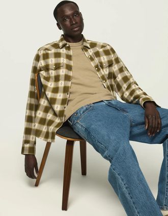 Lucky Brand Mens Plaid Mesa Western Shirt