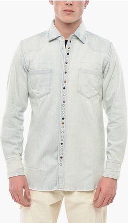 Golden Goose Vintage-Effect Denim Shirt with Jewel Buttons size M