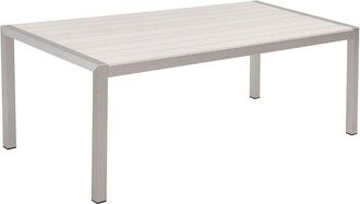 Beliani Mesa de comedor de metal blanco plateado 180 x 90 cm 6 personas Vernio