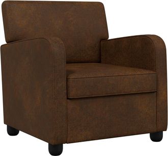 vidaXL Sill&oacute;n Marr&oacute;n Cuero De Suede Sint&eacute;tico Vidaxl