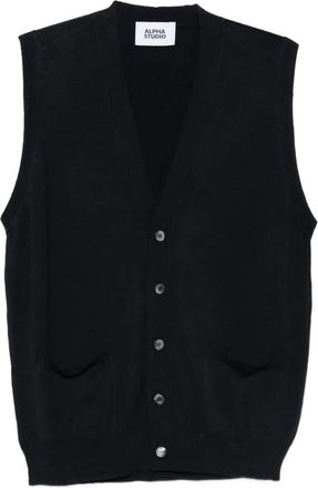 Alpha Studio buttoned knitted vest - men - Fabric - 50 - Blue