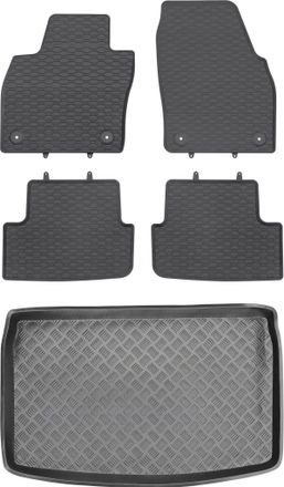 OEM Volkswagen Polo Vi Hatchback De 2017 (juego) - Alfombrillas De Goma Para Coche + Alfombrilla Para Maletero