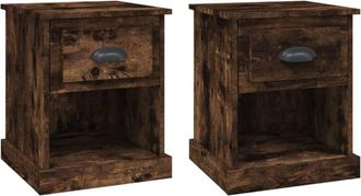 vidaXL Vidaxl - Mesita noche 2 uds madera contrachapada roble humo 39x39x47,5cm