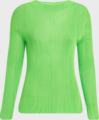 Gabriela Hearst Aveda Mock-Neck Silk Plisse Knit Sweater