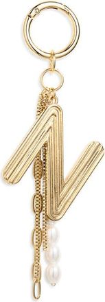 Chelsea28 Initial Faux Pearl Bag Charm in N- White- Gold at Nordstrom