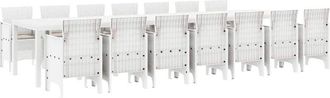 vidaXL Conjunto De Comedor De Jard&iacute;n 15 Pcs Blanco Ratan Polt Vidaxl