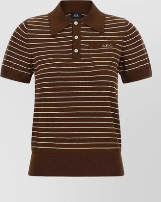 A.P.C. striped fine-knit polo shirt