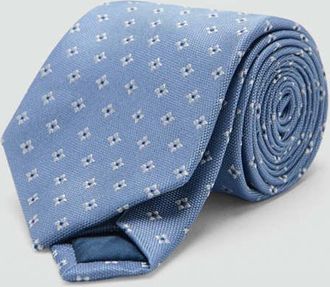 Mango Cravatta seta disegno geometrico celeste - Uomo - Taglia unica - MANGO MAN