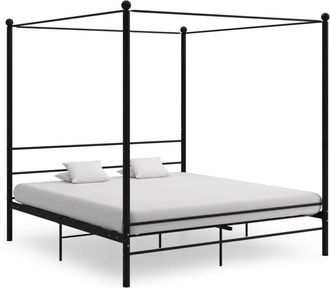 vidaXL Letto a Baldacchino Nero in Metallo 180x200 cm - Vidaxl