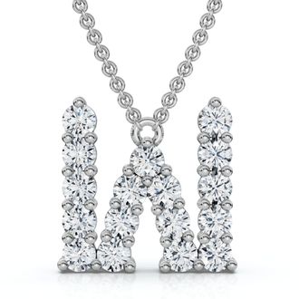 Pompeii3 1Ct Diamond Initial W Pendant 14k Gold 18 Necklace Lab Grown 5/8 Tall
