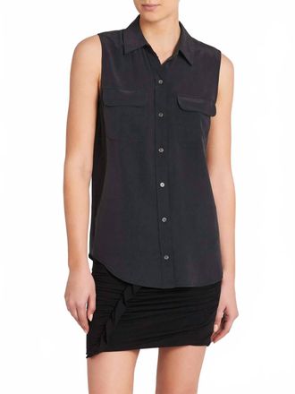 Equipment Sleeveless Slim Signature Top In True Black