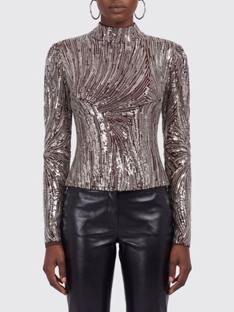 Paco Rabanne Top slim fit a collo alto con paillettes e perline ricamate