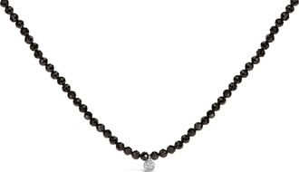 House of Brilliance Sterling Silver Diamond Accent Black Spinel Bead Station Necklace