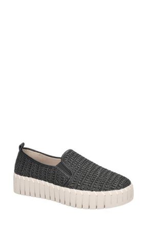 Easy Street Peppy Slip-On Platform Sneaker in Black Woven at Nordstrom, Size 5.5