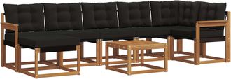 vidaXL Conjunto De Sof&aacute;s De Exterior 8 Uds. Natural Y Negro Vidaxl